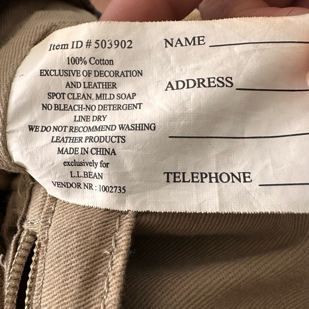 L.L.Bean Waxed Canvas Crossbody. Cotton Canvas Bag Leather Trim. - Picture 9 of 11